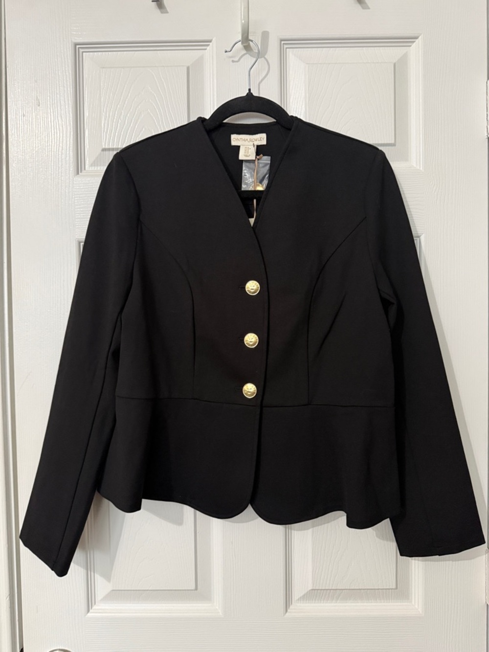 Cynthia Rowley Black Peplum Blazer with Gold Buttons